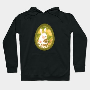 Cute white bunny with floral easter egg decoration, version 8 Hoodie